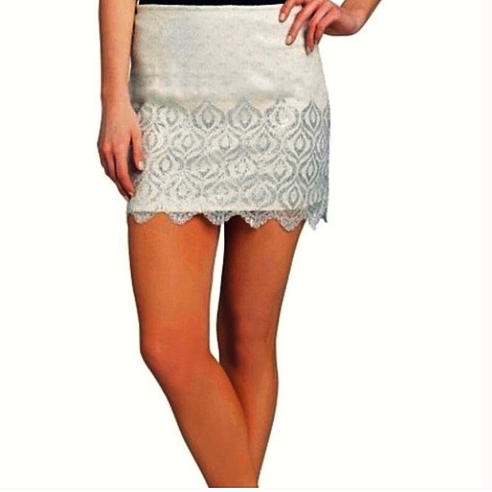 Free People Lace and Shimmer Mini Skirt